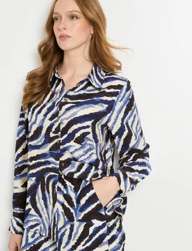 Women's Abstract Print Shirt Co-ord in Blue Size: 22 - Blue - Size: 22 - Wallis - FashionsVida