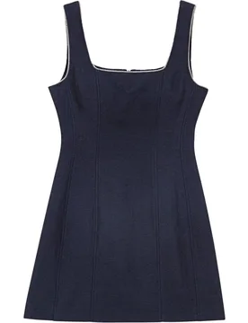 Vestido corto de lino y algodón con escote cuadrado y strass - Maje - FashionsVida