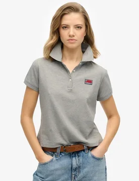 Superdry Damen Athletic Essentials Polohemd mit Grafik Grau - Größe: 36 - 39.99 - FashionsVida