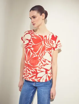 Camiseta de mujer con manga corta y estampado floral - Woman El Corte Inglés - FashionsVida