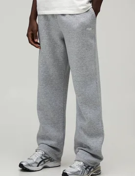 Herren Gerade Geschnittene Herren-Jogginghose Mit Punkt-Stickerei Grey Marl Größe Small - boohooMAN - FashionsVida