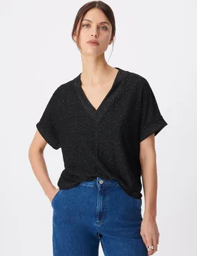 Camiseta de mujer de lurex con punto de fantasía - IKKS - FashionsVida