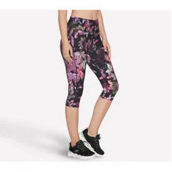Womens Goflex Ultraviolet Floral Capri Leggings In Black/purple - Size 8 Uk