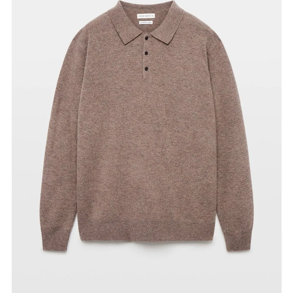 Jersey cuello polo de lana con cashmere - Green Coast - FashionsVida