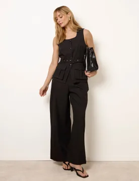 Tailored Pocket Two-Piece Co-Ord Set - L / BLACK - female - Blue Vanilla - FashionsVida