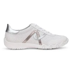 Women's Wide Fit 'Marianne' Leather Trainers in White Size: 6 - White - Size: 6