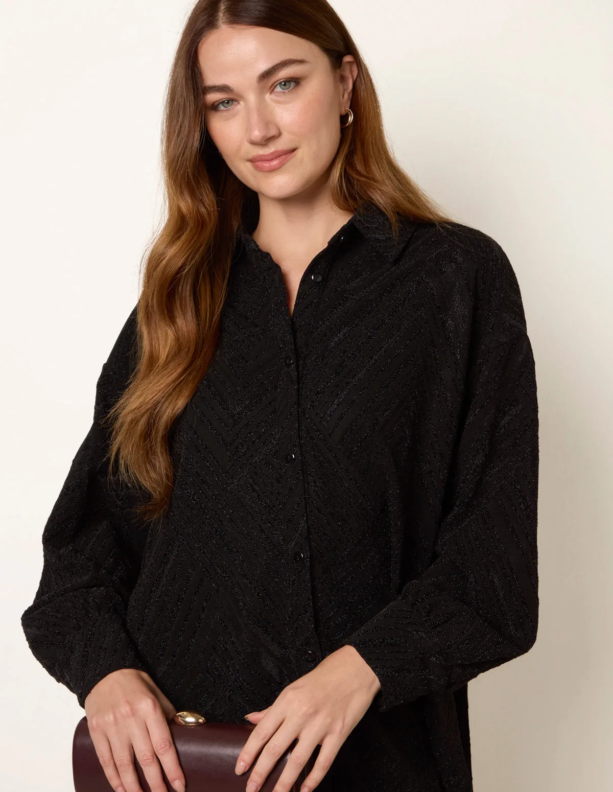 Metallic Shirt - S / BLACK - female - Blue Vanilla - FashionsVida