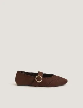 Buckle Flat Mary Jane Ballet Pumps Chocolate female - Monsoon - FashionsVida
