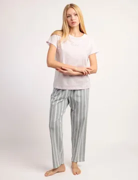 Pijama de mujer de punto de algodón con detalles en brillo - Admas - FashionsVida
