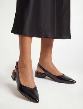 Women's Isla Faux Leather Slingback Pointed Flats in Black Size: 5 - Black - Size: 5 - Wallis - FashionsVida