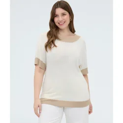 Camiseta de mujer de punto con bordes en contraste