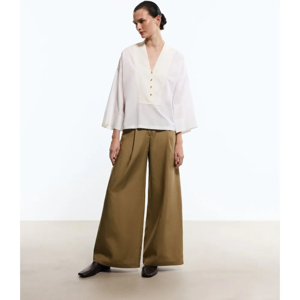 Pantalón de lino de mujer tipo palazzo - Woman Limited El Corte Inglés - FashionsVida