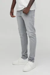 Mens Basic Skinny Fit Jeans - Grey Cotton - Size 40 Regular