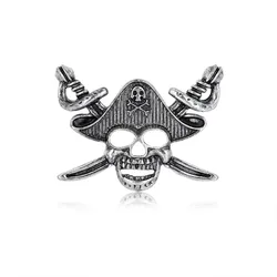 Retro Pirate Skull Brooch for Men Suit Jacket Creative Cartoon Skeleton Pins Fashion Women Neckline Jewelry Clothes Accessories