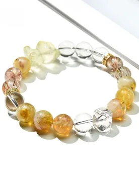 Natural Citrine Yellow Pagoda Crystal Bear Bracelet Women Lotus Zakiram Crystal Strings Premium Sense Jewellery - Aliexpress - FashionsVida