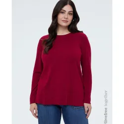 Camiseta de mujer de cuello redondo en mezcla de viscosa
