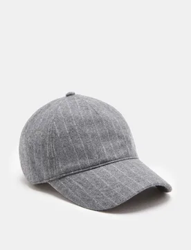 Wool Blend Pinstripe Baseball Cap Grey Mix female - M&S - FashionsVida