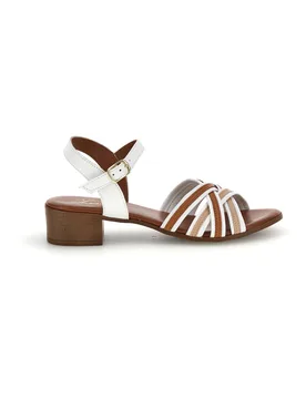 Sandali bianchi in pelle con tacco basso e listini 243110 37 - PITTARELLO LOOK - FashionsVida