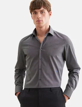 Slim Business Hemd Uni Schwarz 44 - Seidensticker - FashionsVida