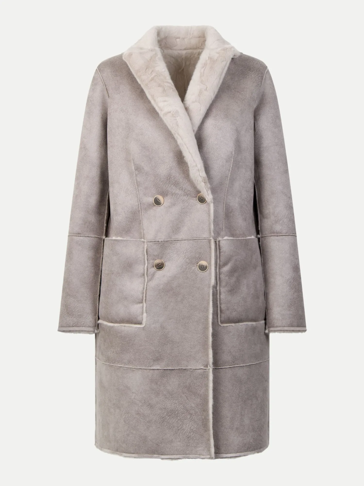 Wendemantel in Lammfell-Optik Beige 44 - White Label - FashionsVida