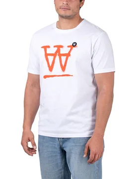 Ace Tee White / Orange Print S Herren - Wood Wood - FashionsVida