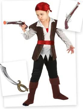 Piratenkostüm für Kinder schwarz-weiss-rot - BCI - FashionsVida