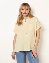 Button Front Shirt - S / LEMON - female