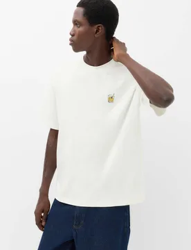 Oversized Pure Cotton Embroidered T-Shirt Green Mix male - M&S - FashionsVida