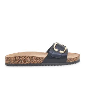 Ciabatte nere con fibbia e suola effetto sughero 14168 36 - ME & ME - FashionsVida