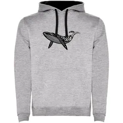 Felpa Con Cappuccio Whale Tribal Two-colour