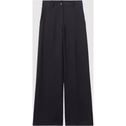Pantalones rectos de mujer de satén con bolsillos italianos