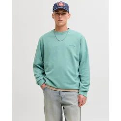 Jack & Jones - Sudadera de hombre sin capucha lisa con pequeño logo lateral