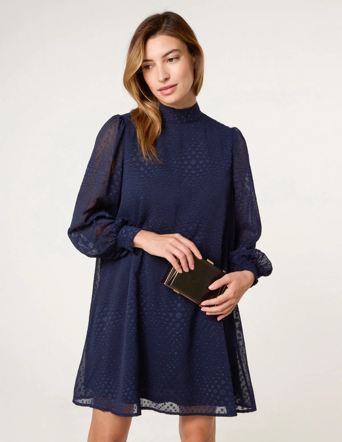 High Neck Shift Dress - 10 / NAVY - female - Blue Vanilla - FashionsVida