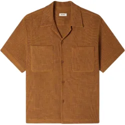Camisa de Lino para hombre manga corta corte recto calada