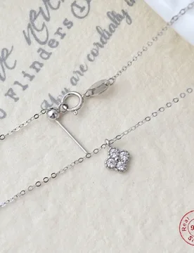 S925 Sterling Silver Inlaid Zircon Clover Necklace, A Light Luxury, Niche And Trendy Jewelry For Women SL51 - Aliexpress - FashionsVida