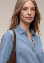 Arm Hemdbluse im Denim-Look female Blau
