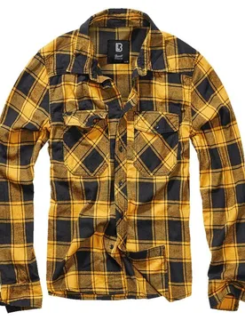 Langarmhemd - Checkshirt - 3XL bis 5XL - für Männer - Größe 5XL - schwarz/gelb - Männer - male - Brandit - FashionsVida