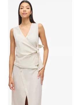 Top de mujer cruzado con lazada de lino - Vila - FashionsVida