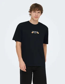 Pure Cotton Crew Neck T-Shirt Black Mix male - ONLY & SONS - FashionsVida