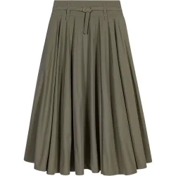 Falda midi plisada de talle alto de algodón