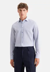 Slim Business Hemd Druck Blau 40
