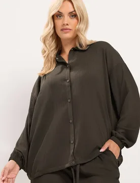 Women's Collared Textured Jacket in Chocolate Size: 22-24 - Chocolate - Size: 22-24 - Yours - FashionsVida