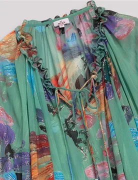 Blusa de mujer de manga larga con estampado tropical - Niza - FashionsVida