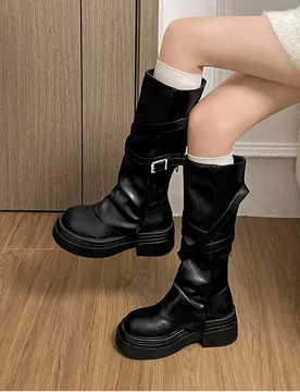 Fashion Slip On Knee High Booties Autumn Winter Shoes Zapatos De Mujer Vintage Thick Heel Women Knight Long Boots - Aliexpress - FashionsVida