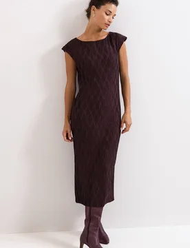 Women's Textured Midi Dress in Chocolate Size: 16 - Chocolate - Size: 16 - Phase Eight - FashionsVida