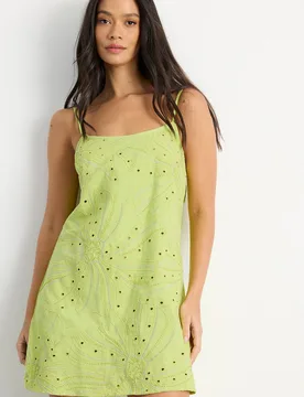 Women's Beaded Embroidered Slip Mini Dress in Lime Size: 8 - Lime - Size: 8 - Warehouse - FashionsVida
