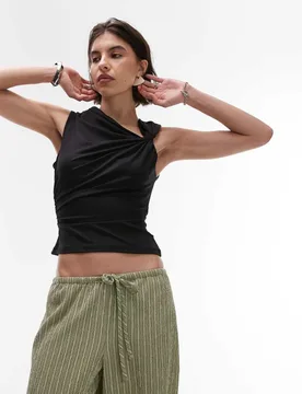 Womens Knot Shoulder Top In Black - Size Large - TopShop - FashionsVida
