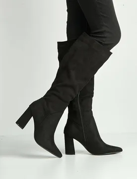 Women's Livia Pointed Toe Knee High Boots in Black Size: 3 - Black - Size: 3 - Miss Diva - FashionsVida