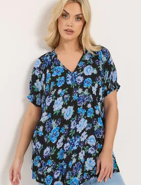 Women's Floral Notch Neck Blouse Size: 20 - Multicolor - Size: 20 - Yours - FashionsVida
