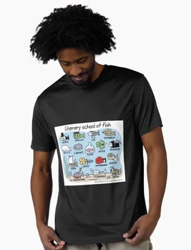 Literary school of fish Gift t shirt for fisherman 100% cotton printed tee Short Sleeve Graphic Clothes All size tops S-6XL - Aliexpress - FashionsVida